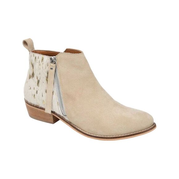 JOURNEE COLLECTION Womens Beige Leopard Print Shalece Leather Booties 6.5 M - Picture 1 of 2